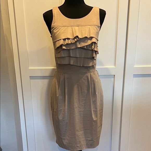 BCBGMaxAzria Tan Ruffle Mini Dress - Picture 1 of 7